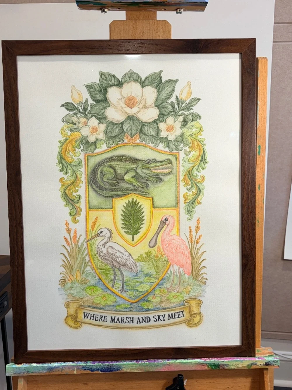 Original 18x24 Watercolor & Acrylic Lowcountry Coastal Wildlife Art